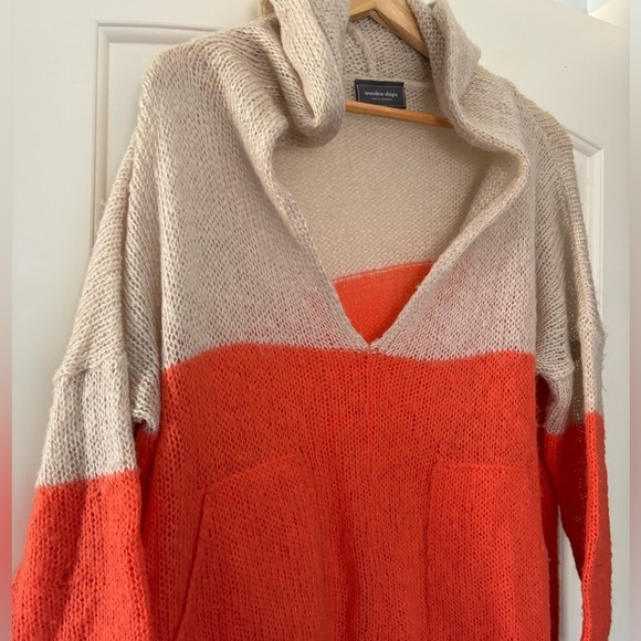 Anthropologie Wooden Ships Mohair Open Knit Oversized Hoodie Sweater - Picture 4 of 5